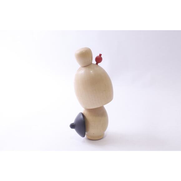 Kokeshi Wooden Doll, Girl with Umbrella and Floral Kimono, Art Object, Creative - Picture 2 of 3